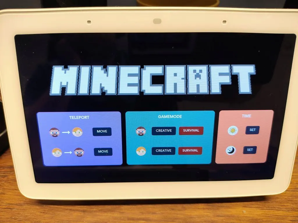 Google Nest Hub Minecraft RCON app